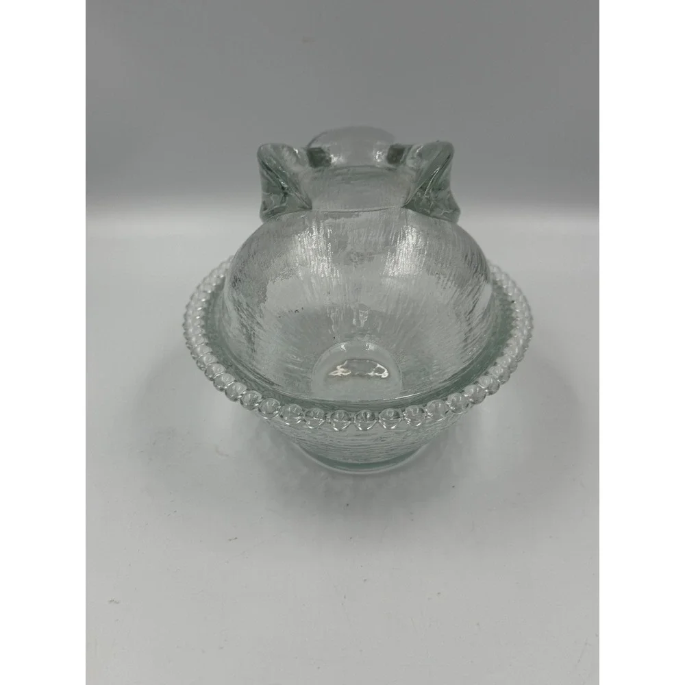 Vintage Clear Glass Rabbit Covered Dish - Indiana Glass Bunny on Nest 7